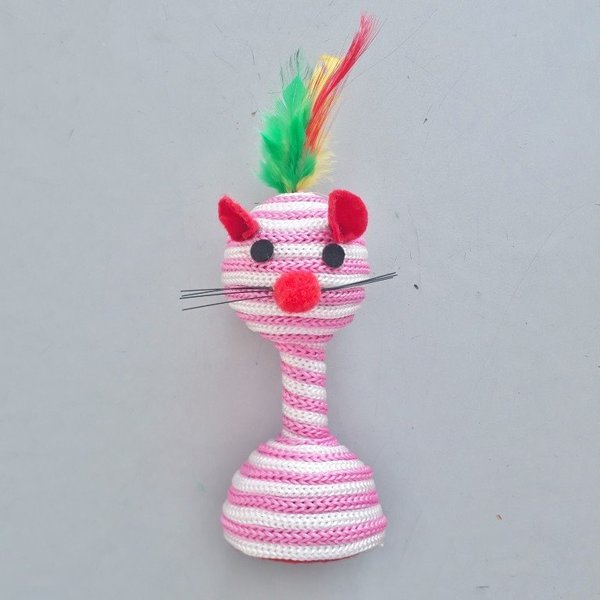 Katzenspielzeug pink mit Federn