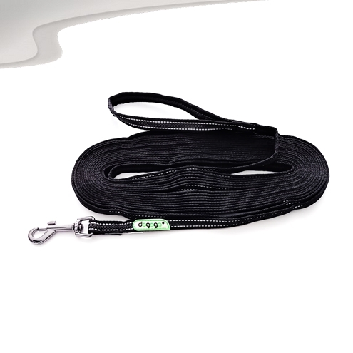 rubber dog leash 10m with handloop in black