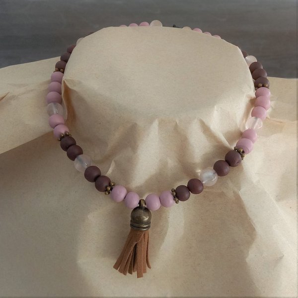 dog necklace rose quartz
